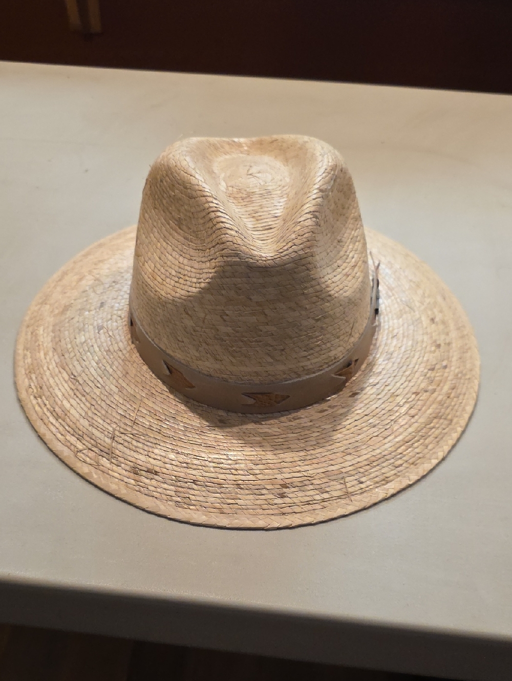 Outback Straw Fedora Hat with Brown Inner Trim